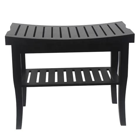 small black bathroom bench